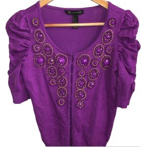 INC Embellished Short Sleeve Sweater